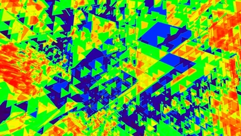 Chaotic Line Complexity Video Glitch Geometric Rotation Triangle Fluorescent Stock Footage 313709849
