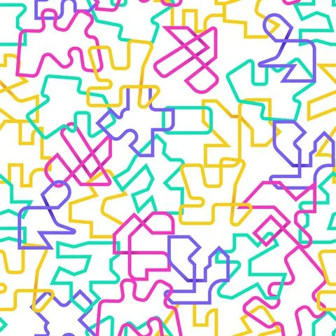Chaotic line shapes pattern. Seamless print with abstract geometric outline Stock Illustration