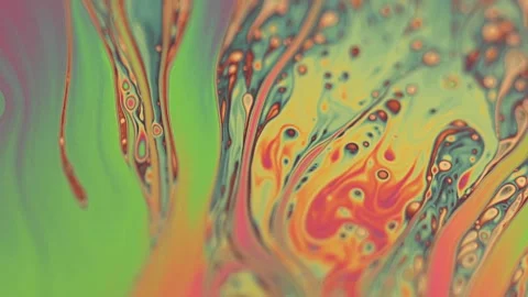 Chaotic liquid motion of psychedelic multicolored colors of soap bubble Stock Footage 144452956