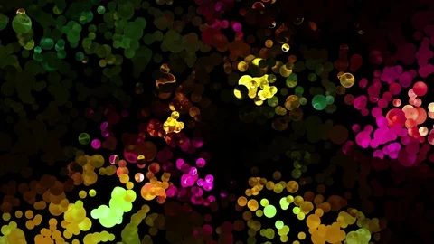 The chaotic motion of bubbles. Strong multicolor space background.  Stock Footage 69987890