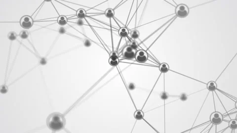 Chaotic movement of icons of Internet users connected by thin lines. Stock Footage 236586298