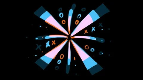 Chaotic movement of thick transparent lines on a black background. Blue and Stock Footage 339021167