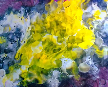 Chaotic multicolor abstract structure under oil bubbles on water surface Stock Illustration