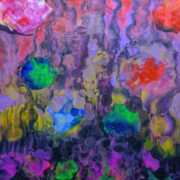 Chaotic multicolor abstract structure under oil bubbles on water surface Stock Illustration