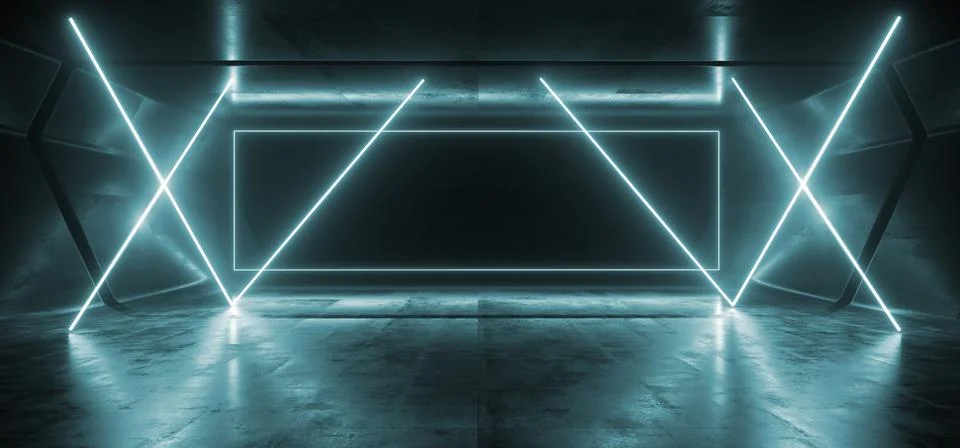 Chaotic Neon Glowing Sci Fi Laser Blue Vibrant Dark Rectangle Frame Glossy Co 스톡 일러스트