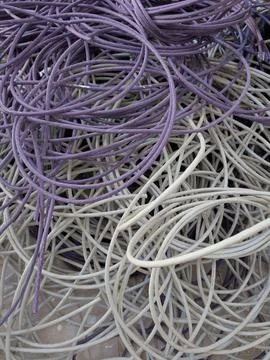 Chaotic Network Cables: Intertwined Technology Abstraction Stock Photos
