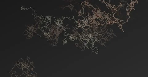 Chaotic network of geometric lines in brown and grey on dark background Illustrazione stock