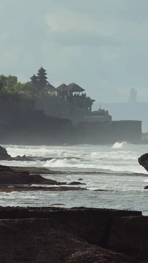Chaotic Ocean Crashes Against Ancient Volcanic Formations Violently Stock-Footage 333646339