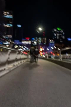 Chaotic patterns shapes and reflections of urban night lights shot using in.. Stock Photos