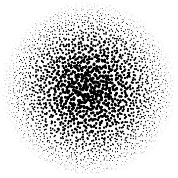 Chaotic pointillist (half-tone) circle pattern. Random dots. Stock Illustration