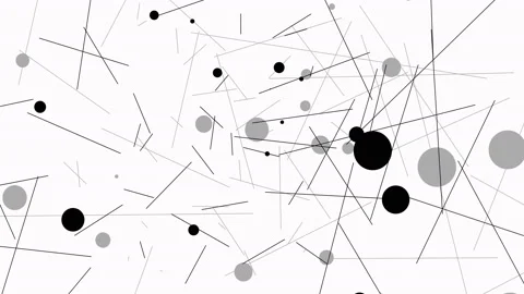 Chaotic Random Black Circles and lines move on white Background Stock Footage 86479723