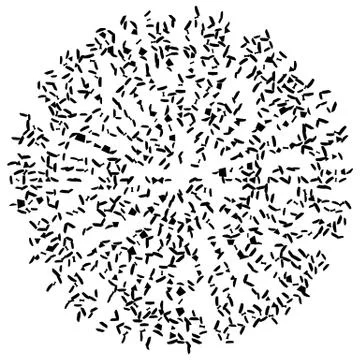 Chaotic random scattered shapes. Abstract geometric pattern Illustrazione stock