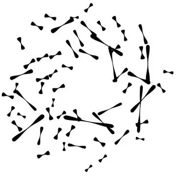 Chaotic random scattered shapes. Abstract geometric pattern Stock Illustration