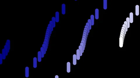 Chaotic rows of blue and white vertical rounded shapes Stock Footage 337789310