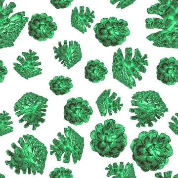 A chaotic seamless pattern of green pine Stock Illustration