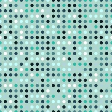 Chaotic seamless pattern of multicolored circles on blue background Stock Illustration