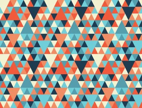 Chaotic seamless pattern of multicolored reticulate triangles. Illustrazione stock
