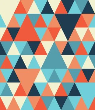 Chaotic seamless pattern of multicolored reticulate triangles. Stock Illustration