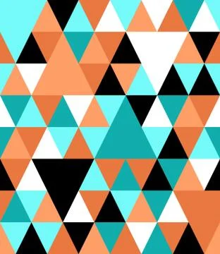 Chaotic seamless pattern of multicolored reticulate triangles. Stock Illustration