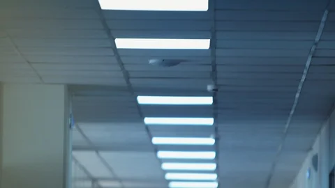 Chaotic shot of lamps on the ceiling in corridor Stock Footage 101011395