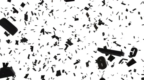 Chaotic spinning  black 3d letters, Latin alphabet. Seamless loop. Stock Footage 63369404
