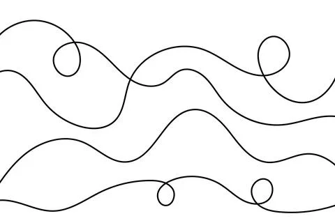 Chaotic squiggly wire and thread pattern, abstract freehand wave drawing wi.. Illustrazione stock