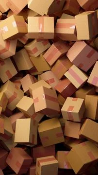 Chaotic Stacks of Cardboard Boxes with Pink Tape Accent イラスト素材