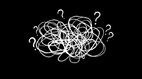 Chaotic Thought Tangle with Question Marks Loop Animation Stock Footage 345331141