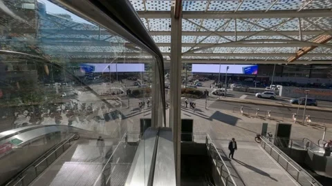 Chaotic Time Lapse Mirror Reflection of Busy People, Milan 2022 Stock Footage 218398586