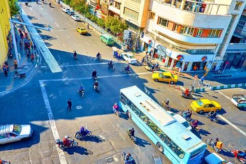 Chaotic traffic in Tehran, Iran Stock Photos