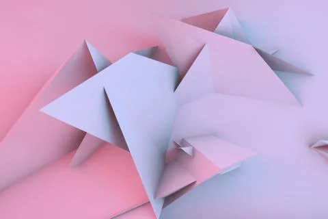 Chaotic triangular installation, 3d render 写真素材