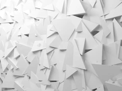 Chaotic triangular pattern on wall, 3d Stock Illustration