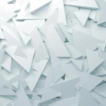 Chaotic triangular pattern on wall, 3d illustration Illustrazione stock