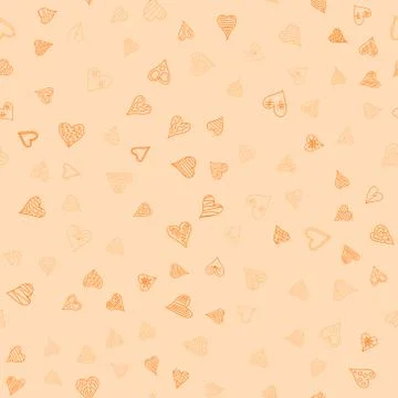 Chaotic vector colored doodle hearts seamless pattern - for Valentine's day Stock Illustration