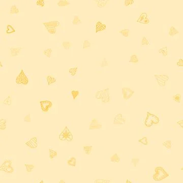 Chaotic vector colored doodle hearts seamless pattern - for Valentine's day Stock Illustration