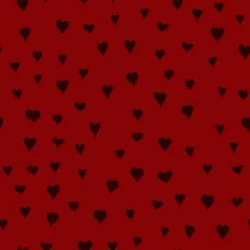 Chaotic vector red doodle hearts seamless pattern - for Valentine's day Stock Illustration