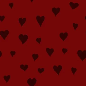 Chaotic vector red doodle hearts seamless pattern - for Valentine's day Stock Illustration