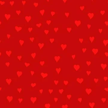 Chaotic vector red doodle hearts seamless pattern - for Valentine's day Stock Illustration