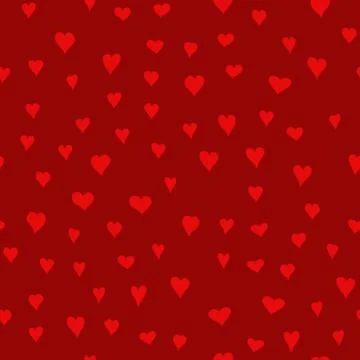 Chaotic vector red doodle hearts seamless pattern - for Valentine's day Stock Illustration
