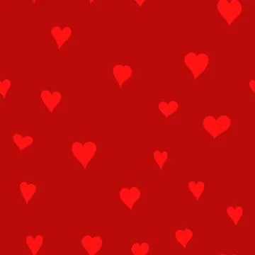 Chaotic vector red doodle hearts seamless pattern - for Valentine's day Stock Illustration