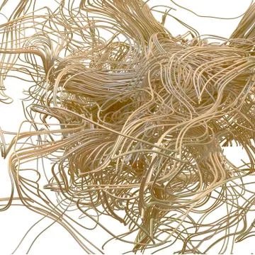 Chaotic volume lines. Abstract 3d illustration. Digital network concept. 스톡 일러스트