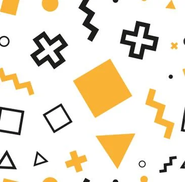 Chaotic Zigzag, wave, circle, plus, cross of swatches memphis seamles pattern Illustrazione stock
