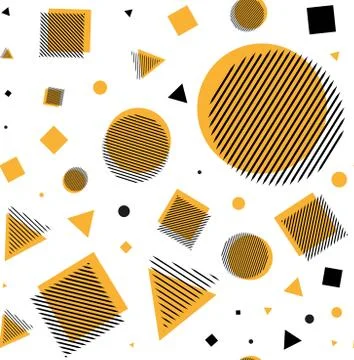 Chaotic Zigzag, wave, circle, plus, cross of swatches memphis seamles pattern Stockillustratie