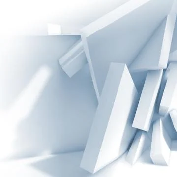 Chaotically boxes near wall of empty room 3d Illustrazione stock