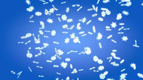 Chaotically falling snowflakes on a blue background. Video stock 219029717