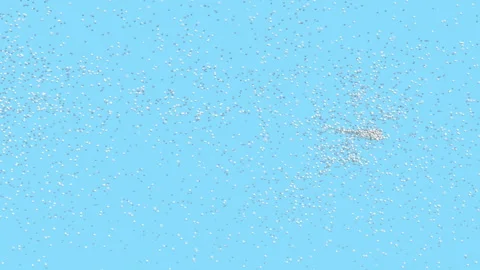 Chaotically flying light particles on a blue background Stock Footage 155533203