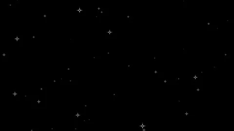 Chaotically flying twinkling four-pointed stars on a black background Stock Footage 283086872