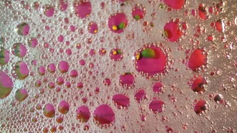 Chaotically moving multicolored foam bubbles on the surface of the liquid. Stock-Footage 149619905