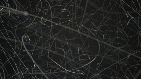 Chaotically moving particles with trails on black background. Looping 3d Stock Footage 149479282