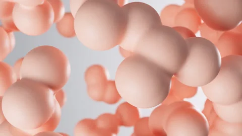 Chaotically moving spheres in backlight 3D render, abstract changing shapes Stock Footage 229621186